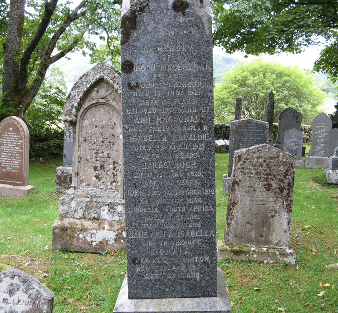Photo of headstones/Duncan McLennan died 1919 MI Strathconon (Milton)